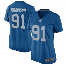 Women's Nike Detroit Lions #91 A'Shawn Robinson Game Blue Alternate NFL Jersey