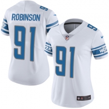 Women's Nike Detroit Lions #91 A'Shawn Robinson Limited White Vapor Untouchable NFL Jersey