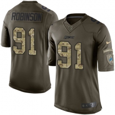Youth Nike Detroit Lions #91 A'Shawn Robinson Elite Green Salute to Service NFL Jersey