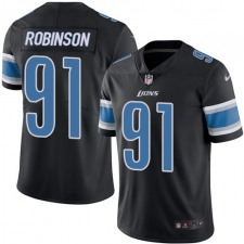Youth Nike Detroit Lions #91 A'Shawn Robinson Limited Black Rush Vapor Untouchable NFL Jersey