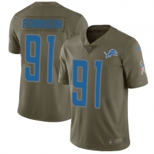 Youth Nike Detroit Lions #91 A'Shawn Robinson Limited Olive 2017 Salute to Service NFL Jersey