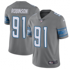 Youth Nike Detroit Lions #91 A'Shawn Robinson Limited Steel Rush Vapor Untouchable NFL Jersey