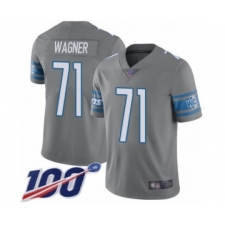 Men's Detroit Lions #71 Ricky Wagner Limited Steel Rush Vapor Untouchable 100th Season Football Jersey