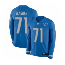 Men's Nike Detroit Lions #71 Ricky Wagner Limited Blue Therma Long Sleeve NFL Jersey