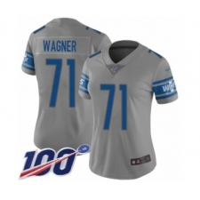Women's Detroit Lions #71 Ricky Wagner Limited Gray Inverted Legend 100th Season Football Jersey