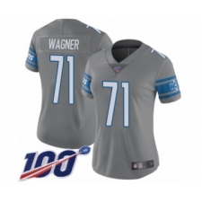 Women's Detroit Lions #71 Ricky Wagner Limited Steel Rush Vapor Untouchable 100th Season Football Jersey
