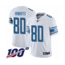 Men's Detroit Lions #80 Michael Roberts White Vapor Untouchable Limited Player 100th Season Football Jersey