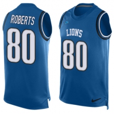 Men's Nike Detroit Lions #80 Michael Roberts Limited Light Blue Player Name & Number Tank Top NFL Jersey