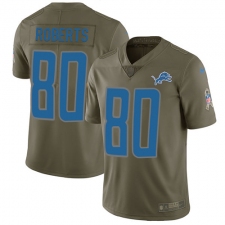 Youth Nike Detroit Lions #80 Michael Roberts Limited Olive 2017 Salute to Service NFL Jersey