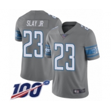Men's Detroit Lions #23 Darius Slay Limited Steel Rush Vapor Untouchable 100th Season Football Jersey