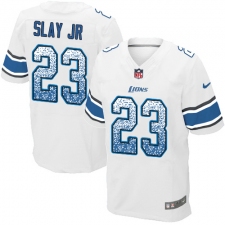 Men's Nike Detroit Lions #23 Darius Slay Elite White Road Drift Fashion NFL Jersey