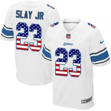 Men's Nike Detroit Lions #23 Darius Slay Jr Elite White Road USA Flag Fashion NFL Jersey