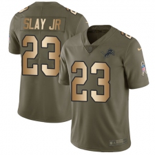 Men's Nike Detroit Lions #23 Darius Slay Jr Limited Olive Gold Salute to Service NFL Jersey