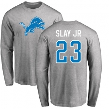NFL Nike Detroit Lions #23 Darius Slay Jr Ash Name & Number Logo Long Sleeve T-Shirt