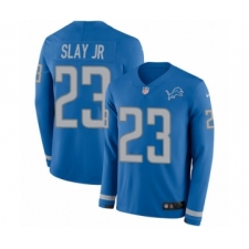 Youth Nike Detroit Lions #23 Darius Slay Limited Blue Therma Long Sleeve NFL Jersey