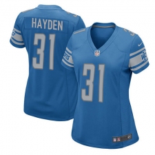 Women's Nike Detroit Lions #31 D.J. Hayden Game Light Blue Team Color NFL Jersey