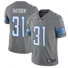 Youth Nike Detroit Lions #31 D.J. Hayden Limited Steel Rush Vapor Untouchable NFL Jersey
