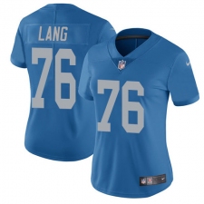 Women's Nike Detroit Lions #76 T.J. Lang Elite Blue Alternate NFL Jersey