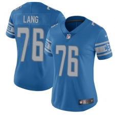 Women's Nike Detroit Lions #76 T.J. Lang Elite Light Blue Team Color NFL Jersey