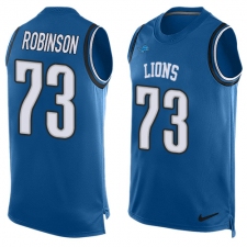 Men's Nike Detroit Lions #73 Greg Robinson Limited Light Blue Player Name & Number Tank Top NFL Jersey