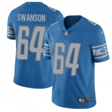 Men's Nike Detroit Lions #64 Travis Swanson Limited Light Blue Team Color Vapor Untouchable NFL Jersey