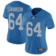 Women's Nike Detroit Lions #64 Travis Swanson Elite Blue Alternate NFL Jersey