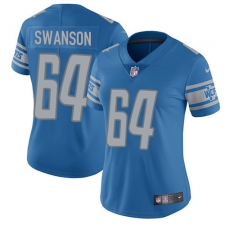 Women's Nike Detroit Lions #64 Travis Swanson Elite Light Blue Team Color NFL Jersey