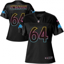 Women's Nike Detroit Lions #64 Travis Swanson Game Black Fashion NFL Jersey