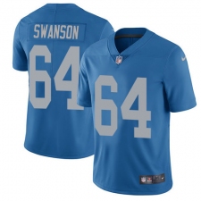 Youth Nike Detroit Lions #64 Travis Swanson Elite Blue Alternate NFL Jersey
