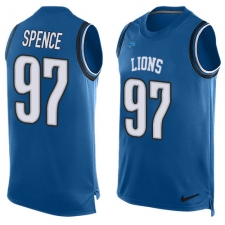 Men's Nike Detroit Lions #97 Akeem Spence Limited Light Blue Player Name & Number Tank Top NFL Jersey