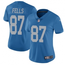 Women's Nike Detroit Lions #87 Darren Fells Elite Blue Alternate NFL Jersey