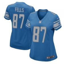 Women's Nike Detroit Lions #87 Darren Fells Game Light Blue Team Color NFL Jersey