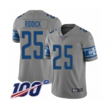 Men's Detroit Lions #25 Theo Riddick Limited Gray Inverted Legend 100th Season Football Jersey
