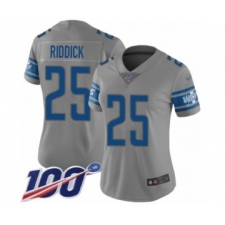 Women's Detroit Lions #25 Theo Riddick Limited Gray Inverted Legend 100th Season Football Jersey