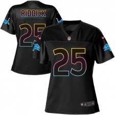 Women's Nike Detroit Lions #25 Theo Riddick Game Black Fashion NFL Jersey
