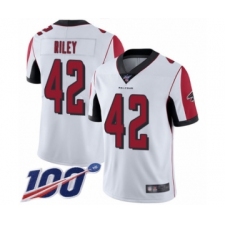 Men's Atlanta Falcons #42 Duke Riley White Vapor Untouchable Limited Player 100th Season Football Jersey