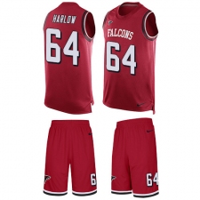 Men's Nike Atlanta Falcons #64 Sean Harlow Limited Red Tank Top Suit NFL Jersey