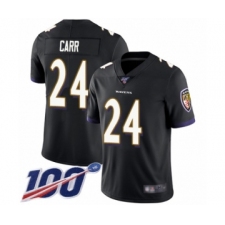 Men's Baltimore Ravens #24 Brandon Carr Black Alternate Vapor Untouchable Limited Player 100th Season Football Jersey