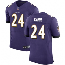 Men's Nike Baltimore Ravens #24 Brandon Carr Elite Purple Team Color NFL Jersey