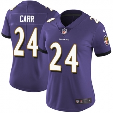 Women's Nike Baltimore Ravens #24 Brandon Carr Elite Purple Team Color NFL Jersey