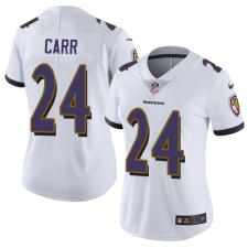 Women's Nike Baltimore Ravens #24 Brandon Carr Elite White NFL Jersey