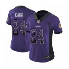 Women's Nike Baltimore Ravens #24 Brandon Carr Limited Purple Rush Drift Fashion NFL Jersey