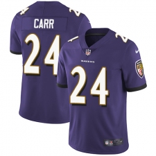 Youth Nike Baltimore Ravens #24 Brandon Carr Elite Purple Team Color NFL Jersey
