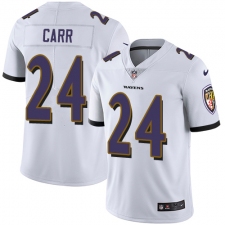 Youth Nike Baltimore Ravens #24 Brandon Carr White Vapor Untouchable Limited Player NFL Jersey