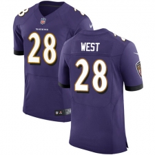 Men's Nike Baltimore Ravens #28 Terrance West Elite Purple Team Color NFL Jersey
