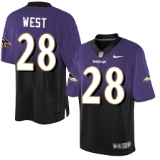 Men's Nike Baltimore Ravens #28 Terrance West Elite Purple/Black Fadeaway NFL Jersey