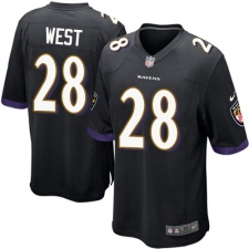 Men's Nike Baltimore Ravens #28 Terrance West Game Black Alternate NFL Jersey