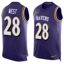 Men's Nike Baltimore Ravens #28 Terrance West Limited Purple Player Name & Number Tank Top NFL Jersey