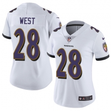 Women's Nike Baltimore Ravens #28 Terrance West Elite White NFL Jersey