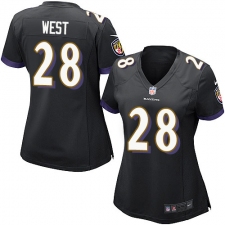 Women's Nike Baltimore Ravens #28 Terrance West Game Black Alternate NFL Jersey